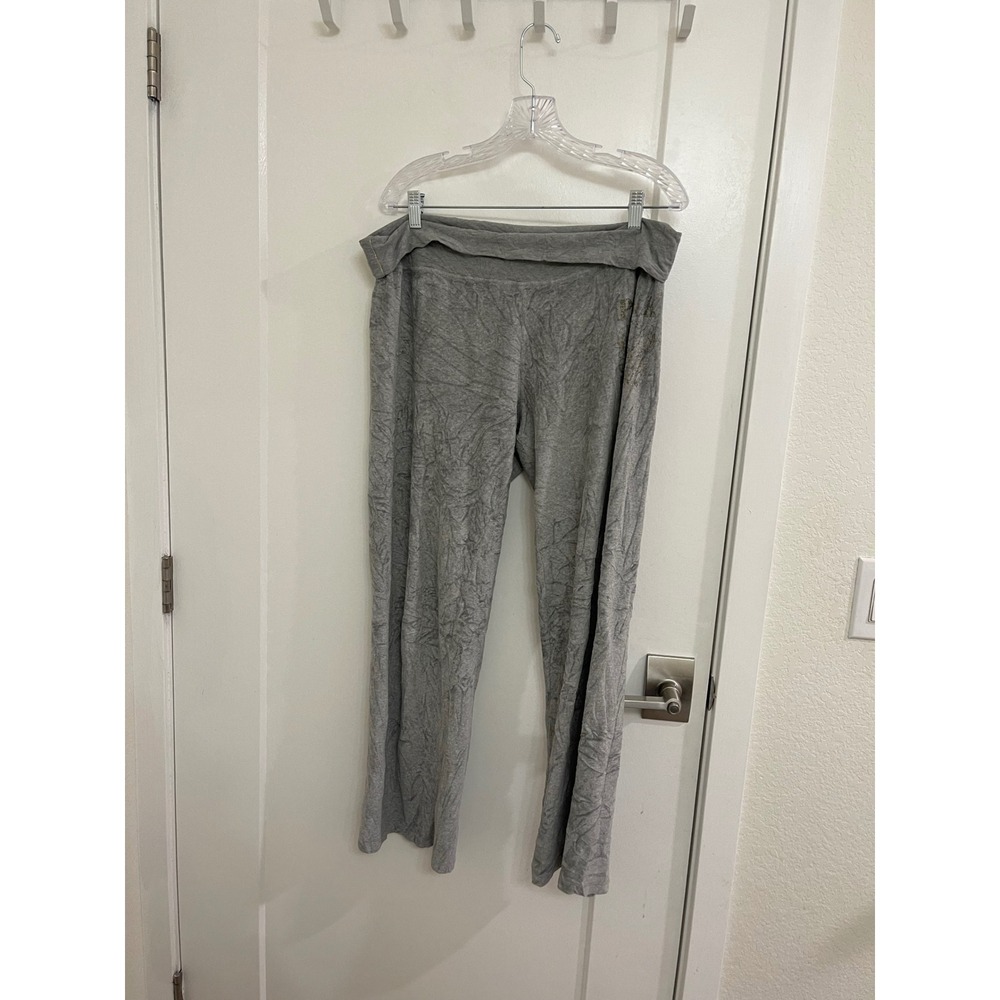 Vintage Y2K Victorias Secret Foldover Gray Velour 2000s Loungewear Yoga